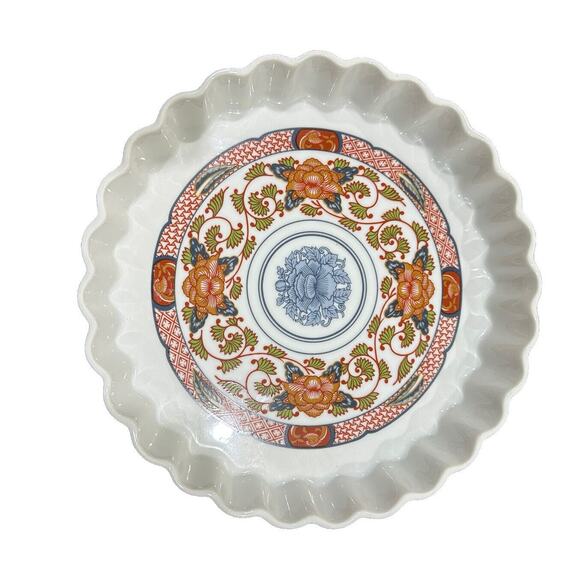 New Vintage George Briard’s PEONY PATTERN OVENWARE Tart Pan 10” Fluted Signed - Picture 1 of 8
